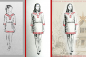 Дизайн одежды в русском стиле. Ручная графика