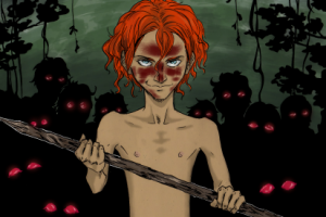 Иллюстрация к "Повелитель мух", Уильяма Голдинга.