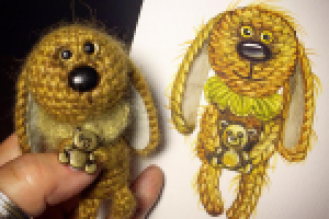 акварельный портрет своей же игрушки