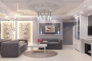 Гостиная в серых тонах