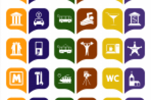 Набор навигационных, транспортных и туристических иконок