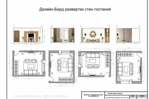 Дизайн-Борд разверток стен гостиной