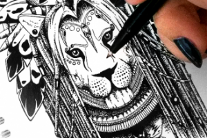 Эскиз тату Лев