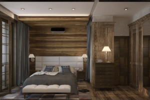 Спальная комната в стиле шале