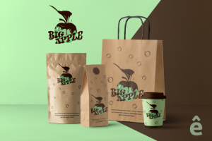 Упаковка и фирменный стиль для сети кофеен "Big apple"