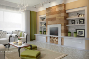 Дизайн гостиной с камином