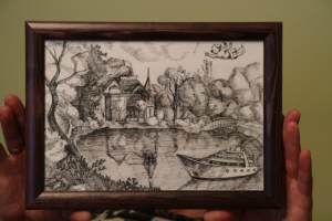 Пейзаж тушью