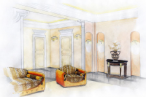 Эскизное предложение дизайна интерьера