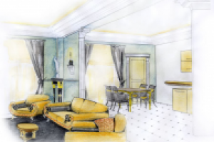 Эскизное предложение дизайна интерьера