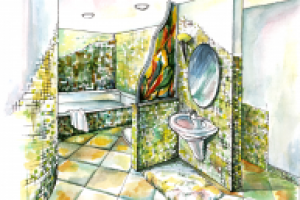 Эскиз интерьера ванной комнаты