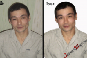 Ретушь кожи лица мужского портрета