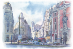 СЕРИЯ ГОРОДСКИХ ПЕЙЗАЖЕЙ "ПУТЕШЕСТВУЕМ ПО ЕВРОПЕ". МАДРИД