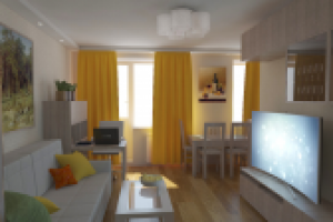 Комната и кухня.