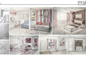 Эскиз от руки дизайна интерьера