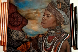 Портрет женщины в технике карандашного рисунка