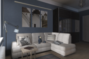 Проект комнаты "гостиная-спальня-кабинет"