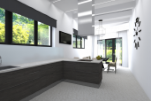 Кухня с высокими потолками