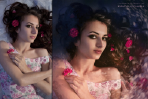Художественная обработка фото "Девушка в розах"