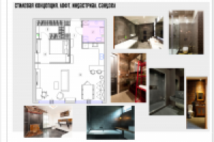 интерьерный коллаж квартира в стиле лофт