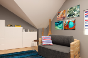 детская для мальчика на мансарде