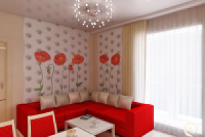 Проект "Красные маки"-кухня - гостиная