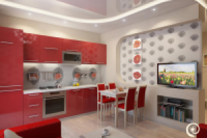 Проект "Красные маки"-кухня - гостиная