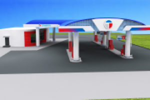 Оформление фасада АЗС "Трайпл". Боковой фасад