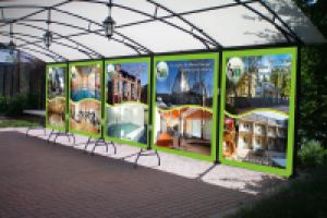 Шторы с нанесением рекламы для уличного навеса