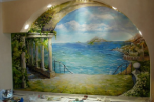 Настенная роспись. Морской пейзаж.