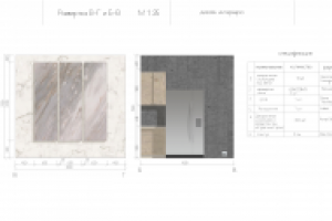 Развертки кухни и гостиной со спецификацией