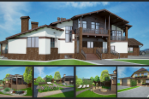 Визуализация коттеджа и ландшафта