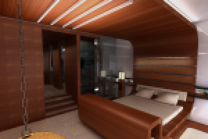 Дизайн кровати в интерьере квартиры-яхты