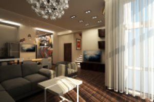 Интерьер гостиной в таунхаусе