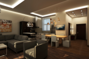 Дизайн интерьера гостиной в таунхаусе