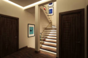 Интерьер лестницы в таунхаусе
