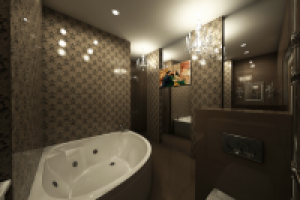 Интерьер проходной ванной в стиле барокко