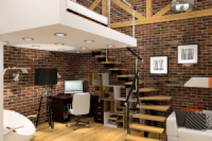 Интерьер квартиры-студии на мансардном этаже