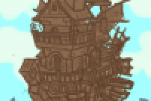 Концепт арт замок на парящем корабле