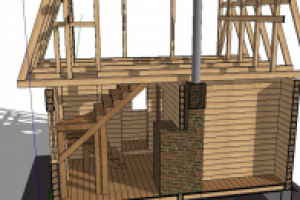 SketchUp/СкетчАп 3D модель дома (+чертежи)