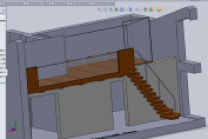3d solidworks, NX металлоконструкция в интерьере зашита деревом