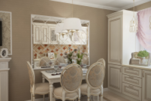 Кухня - гостиная в классическом стиле