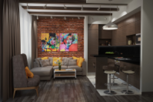 Кухня - гостиная в стиле Лофт