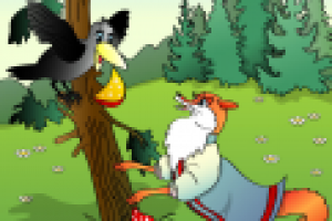 Иллюстрация к басне Крылова "Лисица и ворона"