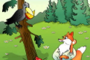 Иллюстрация к басне Крылова "Лисица и ворона"