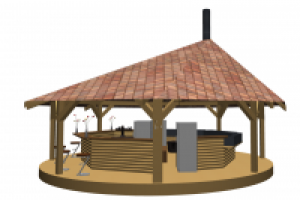 Эскизная 3D-модель беседки с мангалом