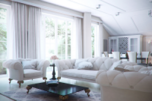 Светлая гостиная с баром