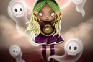 Иллюстрация на тему Хэллуин (делала по уроку)