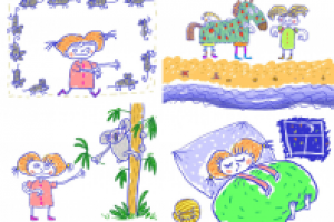 Иллюстрация в стиле детских рисунков.