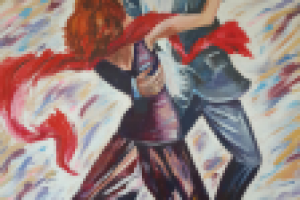 Роспись стены в танцевальном зале Kaskad fitness