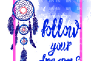 Следуй своей мечте, нарисованный ловец снов и леттеринг